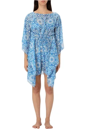 MC2 SAINT BARTH Femme, Maillots de bain, Bleu, Taille: ONE Size Mini Robe Bleue à Imprimé Carreaux