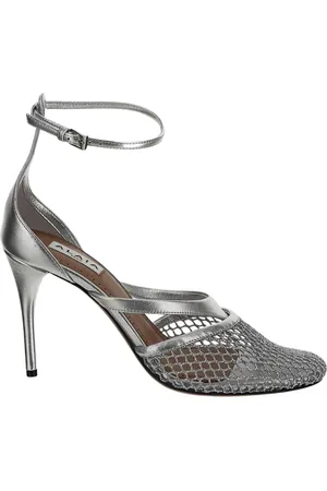 Alaïa Femme, Chaussures, Gris, Taille: 38 EU Talons Hauts en Cuir avec Maille et Bride de Cheville