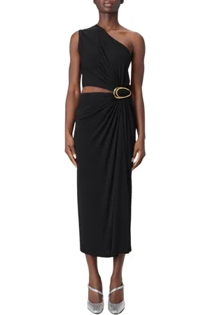 Bottega Veneta Femme, Robes, Noir, Taille: 36 FR Élégante Robe Midi Une Épaule