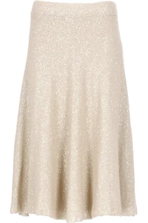 Brunello Cucinelli Femme, Jupes, , Taille: 38 FR Jupe en Lin avec Paillettes