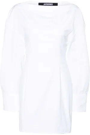 Jacquemus Femme, Robes, Blanc, Taille: 38 FR Robe Blanche Épaules Dénudées Coton Léger