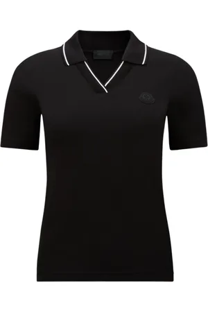 Moncler Femme, Tops, Noir, Taille: 40 FR Polo noir à côtes