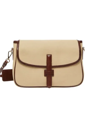 Max Mara Femme, Sacs, , Taille: ONE Size Sac à bandoulière en toile avec détails en cuir
