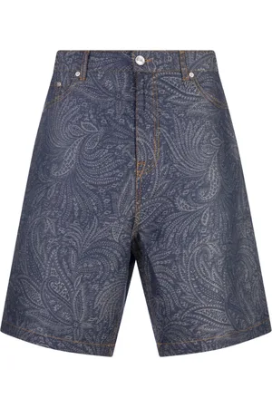 Etro Homme, Shorts, Bleu, Taille: W32 Pantalon en Lin et Coton Bleu