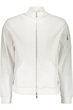 MOORER Homme, Sweatshirts et sweats à capuche, Blanc, Taille: L Sweat à col et fermeture éclair