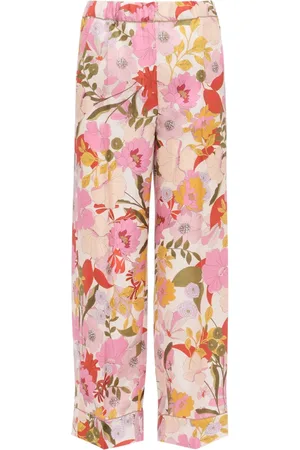Max Mara Femme, Pantalons, Rose, Taille: 38 FR Pantalon en soie fleuri modèle Leda