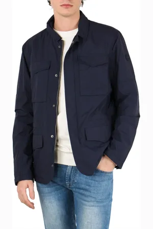 save the duck Homme, Vestes, Bleu, Taille: M Veste Bleue Imperméable Recyclée avec Fermeture Éclair