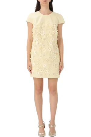 Elisabetta Franchi Femme, Robes, Jaune, Taille: 42 FR Mini Robe Florale Citron