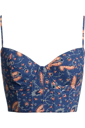 Ralph Lauren Femme, Tops, Bleu, Taille: 40 FR Haut Bustier Court Floral Bleu