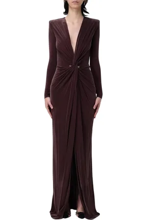 Elisabetta Franchi Femme, Robes, Brun, Taille: 44 FR Robe Longue Élégante avec