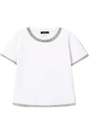 Twin-Set Femme, Tops, Blanc, Taille: 40 FR T-shirt brodé avec strass pour femme