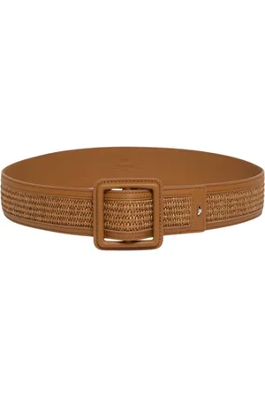 Max Mara Femme, Accessoires, Brun, Taille: M Ceinture en raphia avec détails en cuir