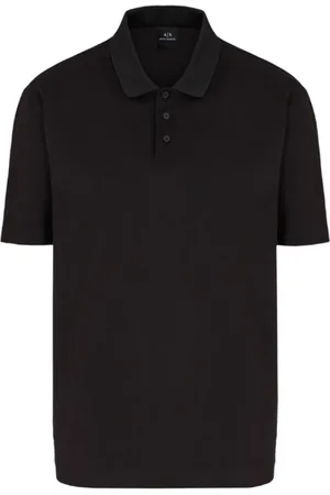 Armani Exchange Homme, Tops, Noir, Taille: L Polo noir en coton avec broderie