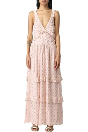 Twin-Set Femme, Robes, Rose, Taille: 40 FR Robe Longue à Imprimé à Pois Métalliques