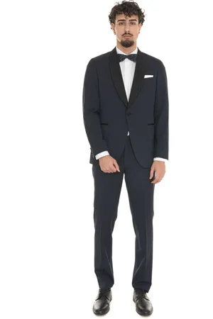 Michael Kors Homme, Costumes, Bleu, Taille: M Smoking à Col Châle en Laine Mélangée
