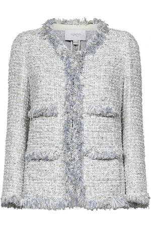 Giambattista Valli Femme, Vestes, Bleu, Taille: 38 FR Veste Bleue à Franges et Col en V