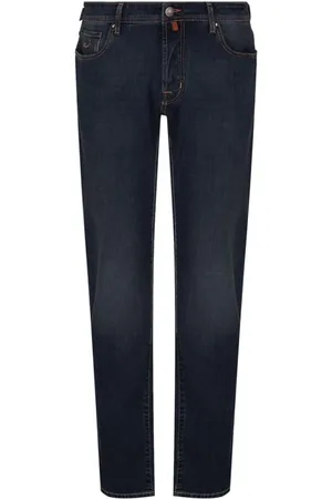 Jacob Cohen Homme, Jeans, Bleu, Taille: W33 Jean Slim Fit Bleu Foncé avec Coutures Orange