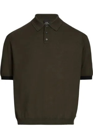 Armani Exchange Homme, Tops, Vert, Taille: XL Polo Vert en Coton Stretch