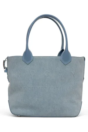 Hogan Femme, Sacs, Bleu, Taille: ONE Size Sac à bandoulière en denim avec poignées en cuir