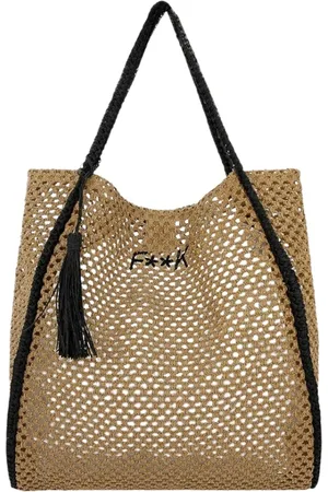 F**K Femme, Sacs, , Taille: ONE Size Sac Fourre-tout en Paille avec Logo Brodé