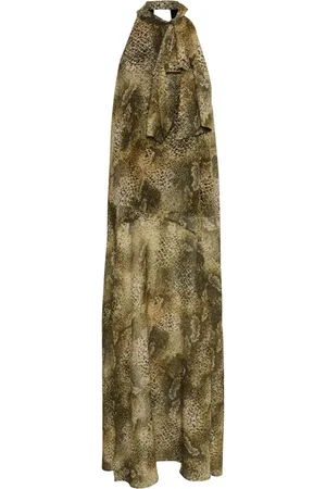 Gestuz Femme, Robes, Multicolore, Taille: 46 FR Robe Maxi Serpent Doré avec Ceinture