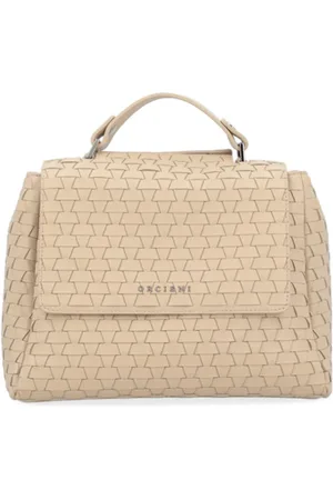 Orciani Femme, Sacs, , Taille: ONE Size Petit sac à main tissé ivoire avec logo argenté