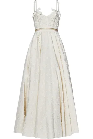 Giambattista Valli Femme, Robes, Blanc, Taille: 38 FR Robe Blanche Brodée de Fleurs Cheville