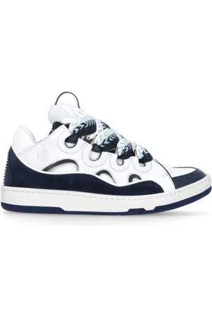 Lanvin Homme, Chaussures, Multicolore, Taille: 42 EU Baskets en Cuir Blanc avec Motif à Chevrons