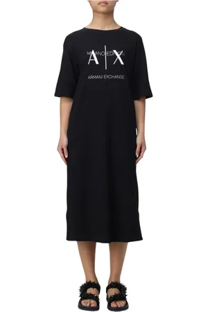 Armani Exchange Femme, Robes, Noir, Taille: 36 FR Robe Noire avec Logo pour Femmes