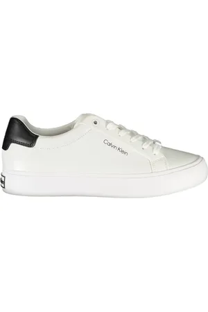 Calvin Klein Femme, Chaussures, Blanc, Taille: 36 EU Baskets en Polyester Blanc avec Détails Sportifs