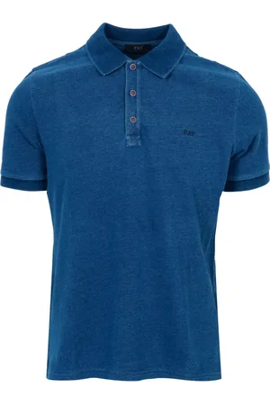 FAY Homme, Tops, Bleu, Taille: 2XL Polo en Coton avec Lavage Delavé
