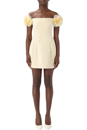 Elisabetta Franchi Femme, Robes, Jaune, Taille: 42 FR Robe Mini Noire Florale Coupe Élégante