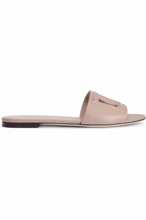 Dolce & Gabbana Femme, Chaussures, Rose, Taille: 36 EU Sandale Plate Nude Logo Relief