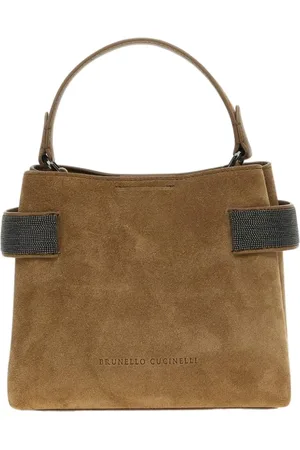 Brunello Cucinelli Femme, Sacs, Brun, Taille: ONE Size Pochette Élégante en Daim