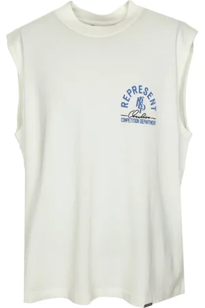Represent Homme, Tops, Blanc, Taille: 2XL Débardeur de compétition avec logo