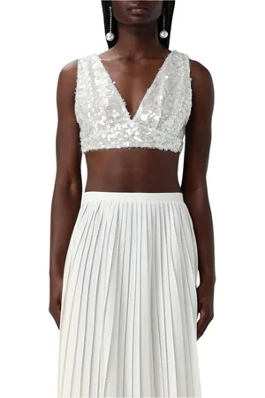Serafini Femme, Tops, , Taille: 40 FR Elegant Sequin V-Neck Crop Top