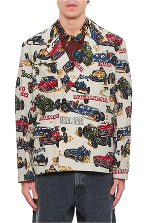 SACAI Homme, Vestes, Multicolore, Taille: S Veste de Sport Imprimé Voiture de Course Multicolore