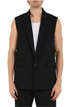 Patrizia Pepe Homme, Vestes, Noir, Taille: XL Veste sans manches en laine stretch