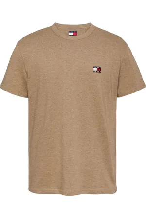 Tommy Hilfiger Homme, Tops, , Taille: M T-shirt en coton marron coupe régulière