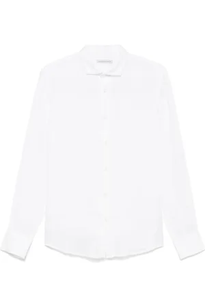 D.A. Daniele Alessandrini Homme, Chemises, Blanc, Taille: L Chemise blanche à boutons et ourlet arrondi