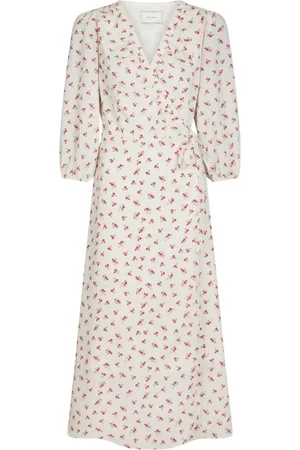 Neo Noir Femme, Robes, , Taille: 38 FR Robe Portefeuille Rouge avec Imprimé de Roses