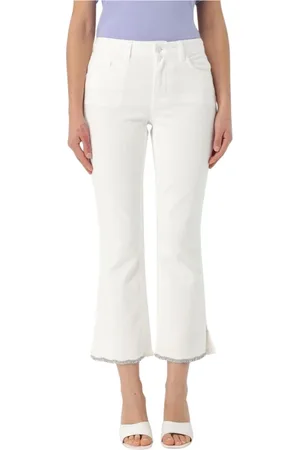 Liu Jo Femme, Jeans, Blanc, Taille: W27 Jean Évasé Noir avec Ourlet Orné