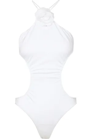 Serafini Femme, Maillots de bain, Blanc, Taille: 40 FR Haut Lycra Blanc avec Col Rose