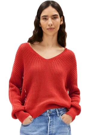 Armedangels Femme, Pulls, Rouge, Taille: 36 FR Pull en Maille Épaisse Col V