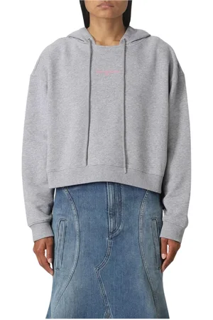 Stella McCartney Femme, Sweatshirts et sweats à capuche, Gris, Taille: 36 FR Sweat à Capuche Court Gris Coupe Décontractée