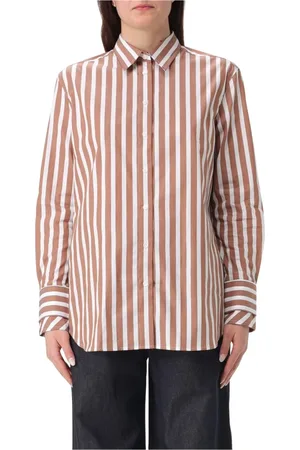 FAY Femme, Blouses et Chemises, Brun, Taille: 44 FR Chemise à Rayures en Popeline Marron