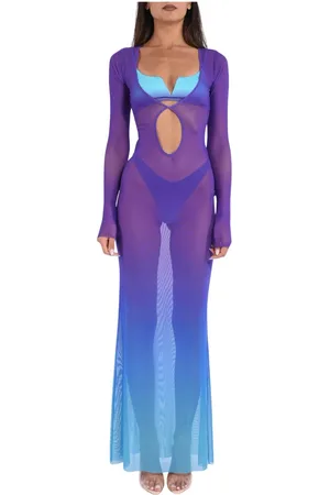 F**K Femme, Robes, Violet, Taille: 42 FR Robe longue avec impression degradè