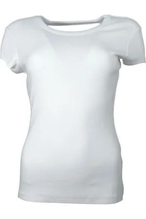 HUGO BOSS Femme, Tops, Blanc, Taille: 40 FR T-shirt côtelé Blanc Design Essentiel