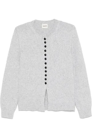 Khaite Femme, Pulls, Gris, Taille: 40 FR Cardigan Gris avec Boutons et Détails Côtelés