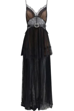 Self-Portrait Femme, Robes, Noir, Taille: 36 FR Robe Romantique en Dentelle à Volants